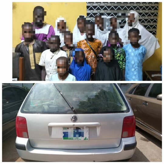 Lagos driver in trouble for cramming 15 children inside a car