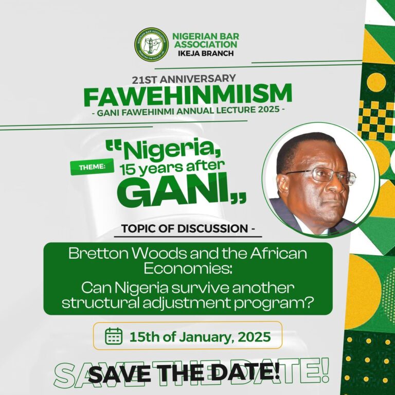 21 Years of FAWEHINMIISM: Gani Fawehinmi Lecture 2025 to Tackle Nigeria’s Economic Survival Amid Global Pressures