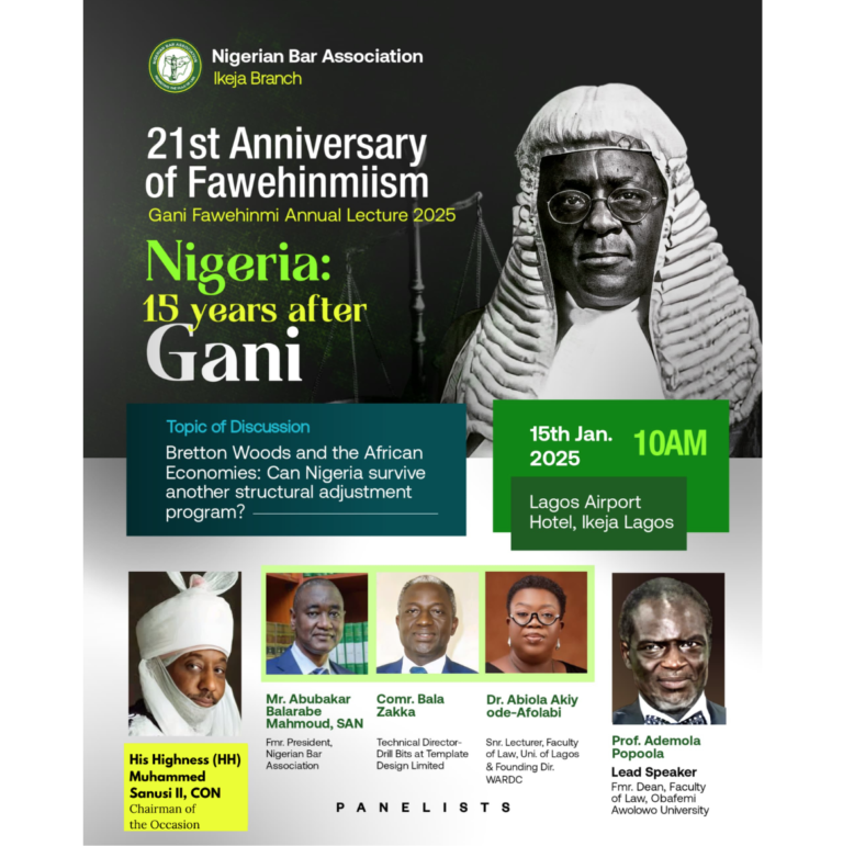 Call for Adverts and Goodwill Messages: Be Part of the 21st Gani Fawehinmi Lecture 2025