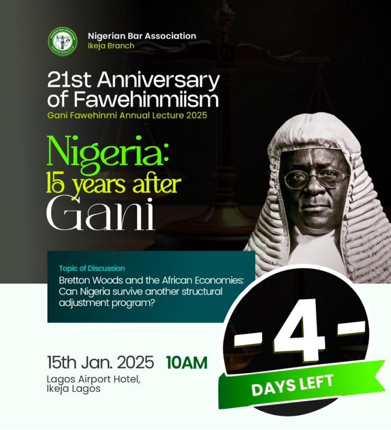 Countdown to the 2025 Gani Fawehinmi Annual Lecture: 4 Days to Go